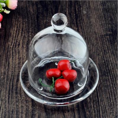 China China New Products Fancy Dessert Glass Dome , Glass Dome With Dish for sale