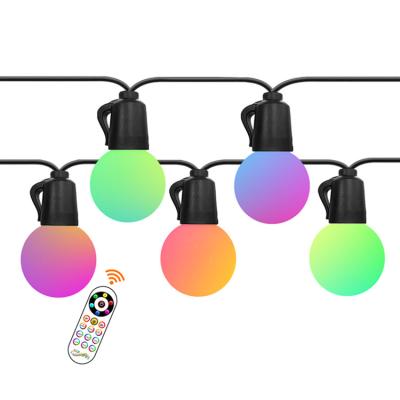 China Outdoor Garden RGBW String Lights, Water Resistant IP65 20/25/40 LED Bulbs with DIY and 8 Scene Modes, Linkable and Dimmable for Party for sale