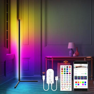 China Modern WiFi Smart Remote Music Lighting LED Floor Lamp Living Room Bedroom RGB Corner Lamp for sale