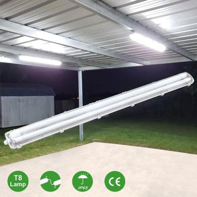 China Warehouse IP65 IK08 PC Proof Tri Led Waterproof Light Tube Outdoor Dustproof Fixture For T8 Light Tube for sale