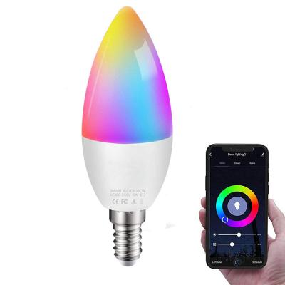 China Wireless Speaker Music Playing Candle Bulb E14 Base WiFi Voice Control RGB WW Exquisite Smart Smart Bulb Lights Life Lighting Rating ampule for sale