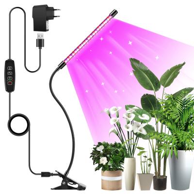 China Seed Starting 360 Degree Full Spectrum Clips Red Blue Lighting Adjustable Brightness Gooseneck Clips Dimming One Stand 6W LED Plant Grow Lights for sale