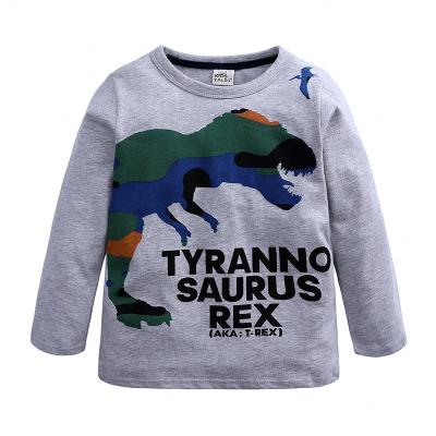 China Professional Wholesale Cotton Gray Kids Dinosaur T-shirt Custom Organic Baby Boy Clothes QUICK DRY for sale