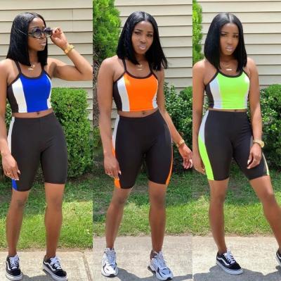 China CUSTOM Anti-Static Clothing Women 2 Piece Short Women Overalls Sports Neon Biker Shorts Set Two Piece Set for sale