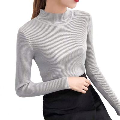 China 2021 Wholesale New Anti-wrinkle Elegant Style Thin Sleeve Half Long Turtle Neck Knitted Pullover Women's Sweaters for sale