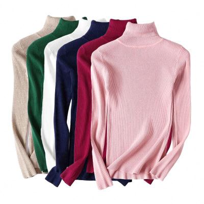 China Custom Knitted Turtle Neck Girl's Long Sleeve Women's Sweater Anti-Wrinkle Pullover Sweater Women's Casual Sweaters for sale