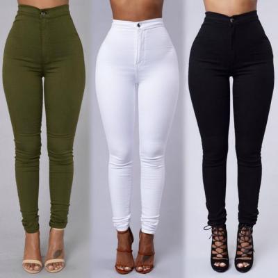 China Women's Jeans High Waist Stretch Slim Fit Solid 5 Colors QUICK DRY Casual High Amount Washed Ladies Pencil Pants for sale