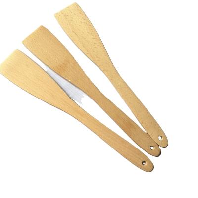 China Sustainable Wholesale Beech Wood Kitchen Utensils Soup Spoon Eco - Friendly Spatula Set For Cooking for sale