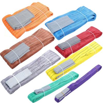 China Lifting Goods 1 - 10 Ton Color Coded Textile Sling Lifting Sling Polyester Crane Webbing Elevator Belt Flat Sling for sale