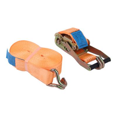 China Heavy Duty Cargo Safety 2 3 Ton 9m Inch 50mm Ratchet Link Cargo Tension Strap Down Lashing Belt Strap With Double J-Hook for sale