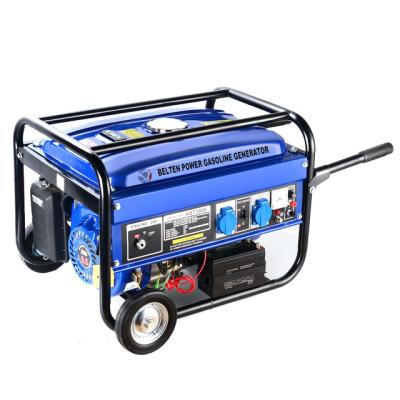 China Standby Power 2500 Single Phase With Electric Start 6.5HP Battery With Blue Wheels European Plug Gasoline Generator for sale