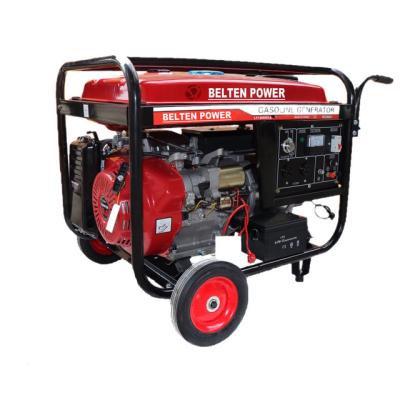 China Rated Power 6kw 12vdc 110/120/220/240/380V Copper Wire 16HP Motor Standby Power With Electric Type Gasoline Wheels Start Diesel Generator for sale