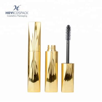 China Make Up Gold 17.09ml Empty Mascara Bottle Container Mini Glossy Cosmetic Tube Case Mini Mascara With Brush for sale