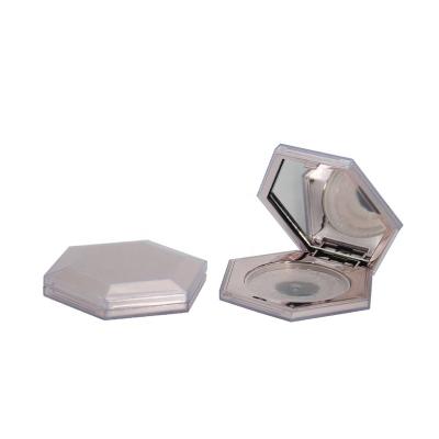 China Biodegradable Silver Luxury Empty Compact Powder Box Cosmetic Containers Hexagon Makeup Containers Powder Case for sale