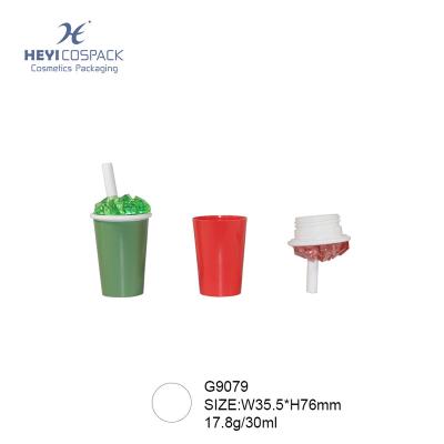 China New Hot Sale Cosmetics Beverage Single Cup Shape Empty Plastic Lip Balm Tube for sale