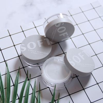 China Unique Gray Empty Lid Mini Plastic Cosmetic Packaging Bottle Morden Round Shape Loose Powder Case for sale