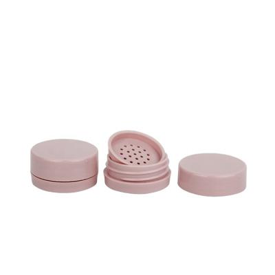 China Mini Single Empty Plastic Cosmetic Makeup Packaging Morden Rose Round Shape Loose Powder Container With Sifter for sale