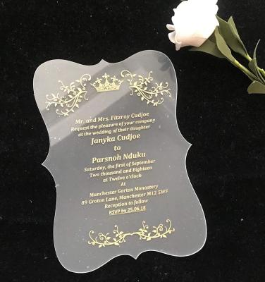 China Detachable 2mm Premium Acrylic Invitation Card With Custom Printed Wedding for sale