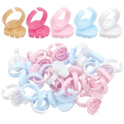 China 100PCS Wicks Glue Rings Smart Heart Safe Disposable Rings Shape Smart Cups Lash Fan Blossom Glue Cups Lash Glue Glue Holder for sale