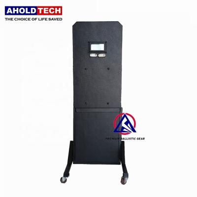 China Police Used Aholdtech PE+Alumina Lightweight NIJ IV Wheeled Bulletproof Ballistic Shield 4 Movable For Army Combat Military Police for sale