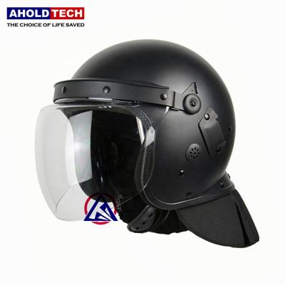 China Aholdtech C02-2 Police Anti Riot Helmet R03 Used With Round Convex Visor In Matt Black For Police Military Riot Control for sale