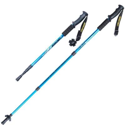 China New Metal Flip Lock Telescopic Rubber Trekking Poles Lightweight Titanium for sale