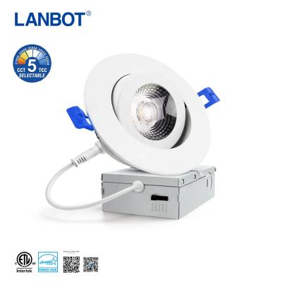 China LANBOT Jason High Quality ETL 4 inch 10W 950lm Modern Gimbal Rotating Led Panel Light/Potlight/Downlight for Sloped Ceilings for sale