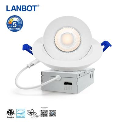 China Ip54 Modern Wet Slot 4inch 3cct 9w 900 Lumens Led Eyeball Gimbal Downlight With Etl&Energy Star Certifications for sale