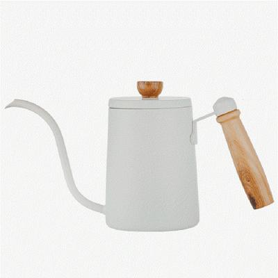 China 2022 Minimalist In Stock Milk Pitcher 600Ml Coffee Jug Coffee Pitcher With Wooden Handle for sale