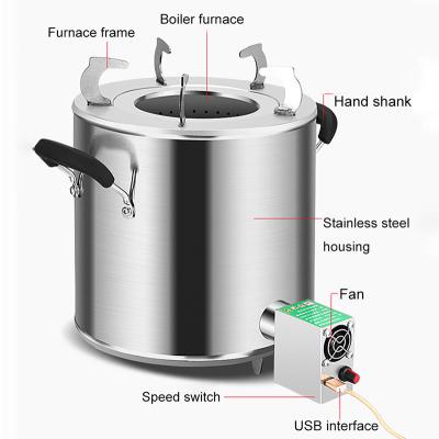 China Modern High Quality Stainless Steel Outdoor Camping Wood Burning Stove Portable Survival Furnace For Cooking for sale