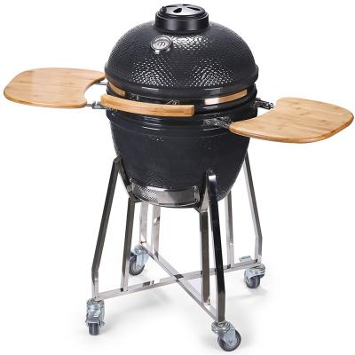 China Adjustable Height 18 inch BBQ Barbecue Outdoor Cooking Charcoal Ceramic Glazed Best Kamado Grill Smoker for sale