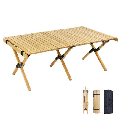 China Portable Foldable Ultralight Portable Folding Wood Table Camping Picnic BBQ Egg Roll Table Outdoor All-Purpose Foldable Table Furniture for sale