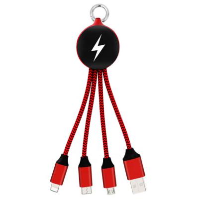 China Custom Glowing Mobile Phone Logo Keychain 2A Fast Charging Cable 1 For 3 Type-C Micro Electronic 8-Pin Gift for sale