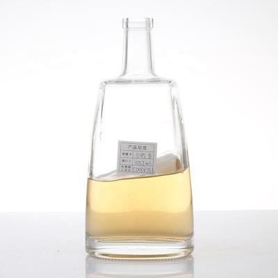 China Wine  liqour Factory Hot Selling Flat Shape 1000ml Empty Custom Color Brandy Glass Bottle Supplier for sale