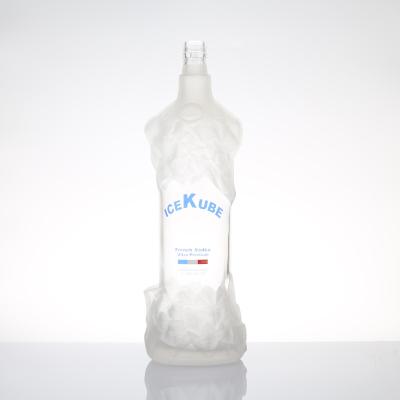 China Unique Beverage Shape Frosted Glass Bottle 1000ML Vodka Bottle Glass Bottle For Vodka for sale