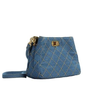 China Handbag ladies stretching new fashion yarn denim shoulder square handbags ladies Jean Purse Bag wholesale for sale