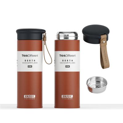 China X&W Eco-friendly Stainless Steel Vacuum Insulated Drink Bottle With Leather Strap for sale