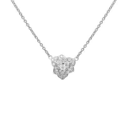 China CLASSIC 18k Real Gold With VVS Moissanite Necklace Flower Pendant Luxury White Gold Lady Jewelry for sale