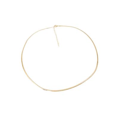 China Hiphop AU585 14K Gold Flat Snake Chain Soild Gold For Men Women Fashion Snake Chain Necklace Hip Hop Chain Jewelry for sale