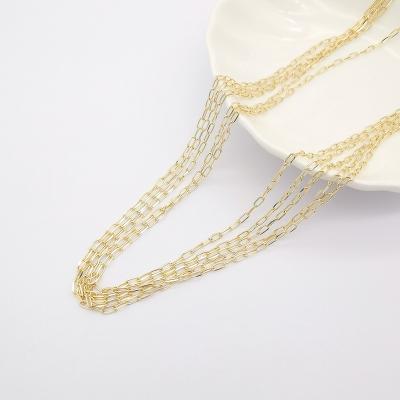 China Real 14K 18k Solid Gold Chain 1.9mm Paperclip Chain Necklace Jewelry Trombone Link Chain FASHIONABLE Necklace for sale