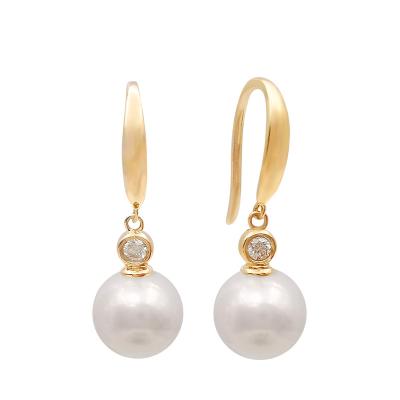 China CLASSIC 100% Genuine Freshwater Pearl 14K Solid Gold Earrings Fashion Jewelry For Women Fine Jewelry Set for sale