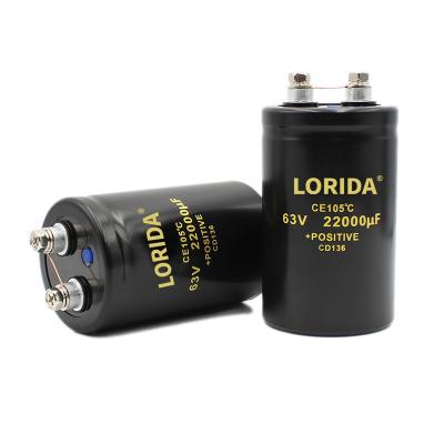 China Long Life Communication/Electronics/UPS LORIDA Electrolytic Capacitor 22000UF 63V 50*80 from factory custom terminal steel aluminum audio screw welder for sale