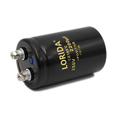 China LORIDA standard Shenzhen ODM/OEM 250V 2200UF class Rohs screw terminal series aluminum general purpose shipping and handling electrolytic capacitor for sale