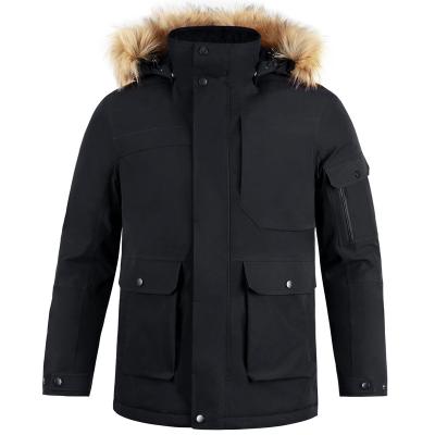 China Custom Made Mens Clothing Winter Viable With Detachable Faux Fur Hood Ski Casual Cotton Coat for sale