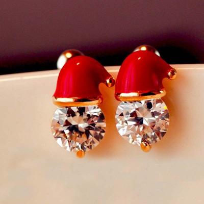 China 2022 FASHIONABLE Christmas Santa Claus Hat Ear Stud Wholesale charms alloy Crystal Earrings Gift for Christmas fashion jewelry for sale