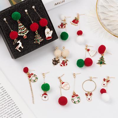 China TRENDY Fashion Charms Handsome Elk Elk Christmas Tree Snowman Jewelry Zinc Alloy Stud Earrings for sale