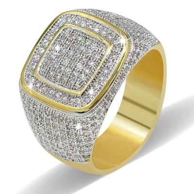 China CLASSIC Fashion Jewelry Gold Plated Stainless Steel Mens Iced Out Mens Diamond Ring for sale