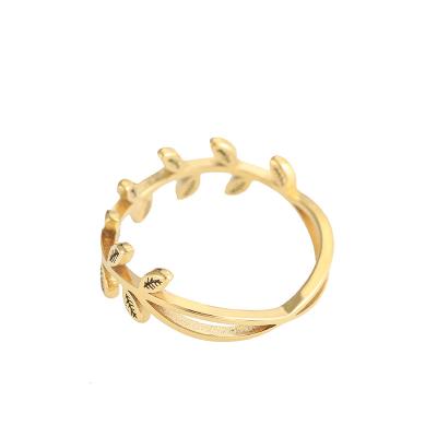 China 2022 CLASSIC Minimalist Finger Ring For Women Gift Olive Leaf Stainless Steel 316l Gold Personality for sale