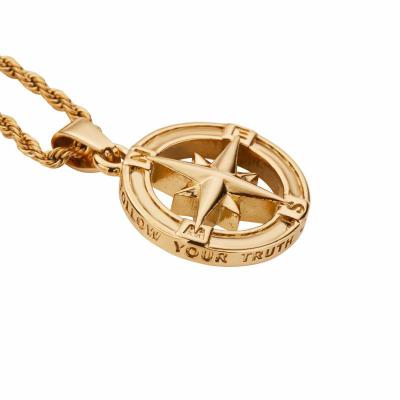 China Casual/Sporty Hip Hop Men Fashion Wholesale Gold Filled North Star Coin Necklace Jewelry For Men Women Stainless Steel Pendant for sale