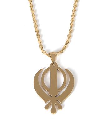 China 2022 Sikh Pendant Jewelry Design FASHIONABLE Joyas Acero Inoxidable Kirpan Necklaces Khanda Oro Laminado Manufacturer for sale